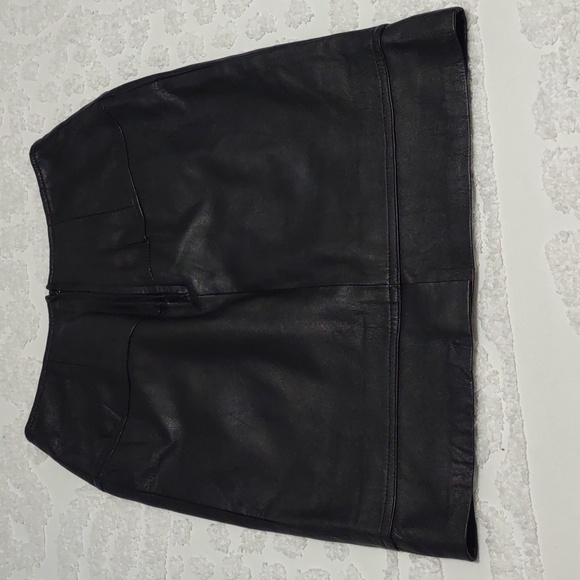 LNR Black Leather Mini Skirt Lined Size 8 Y2K Vintage - Picture 4 of 9